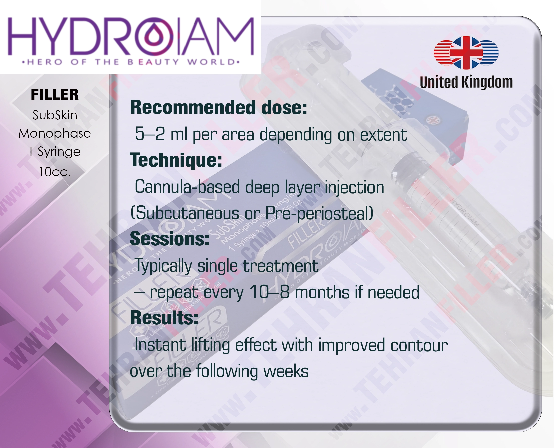 516-فیلر HYDROIAM FILLER SUB-SKIN #516 - 10ml - تصویر 3